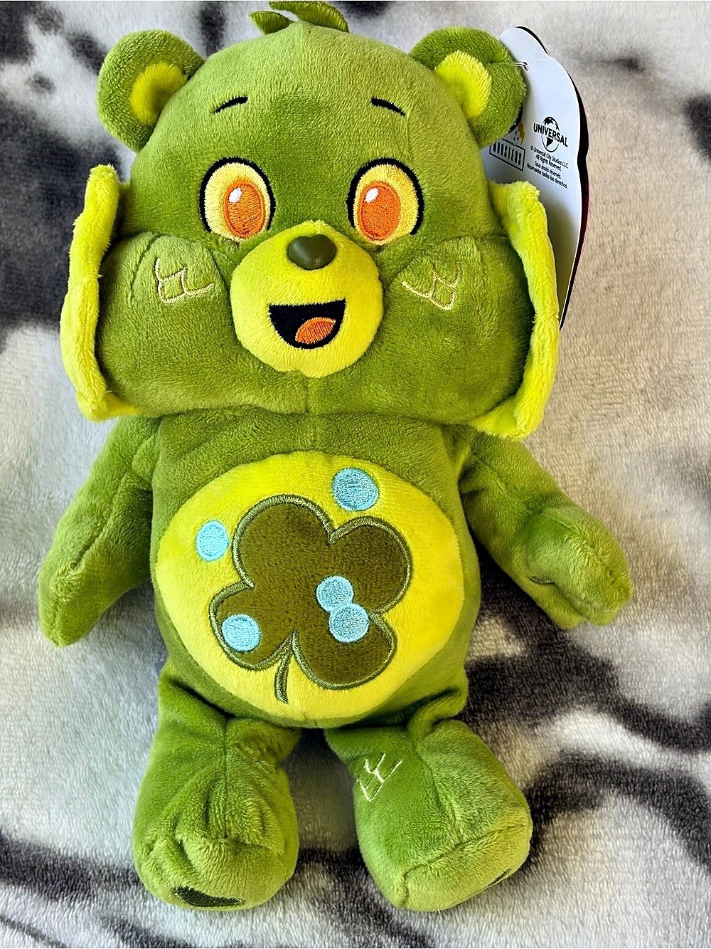 Care Bears x Universal Monsters (2024)”Good Luck Bear” 9” Beanie Plush Bear/NWT